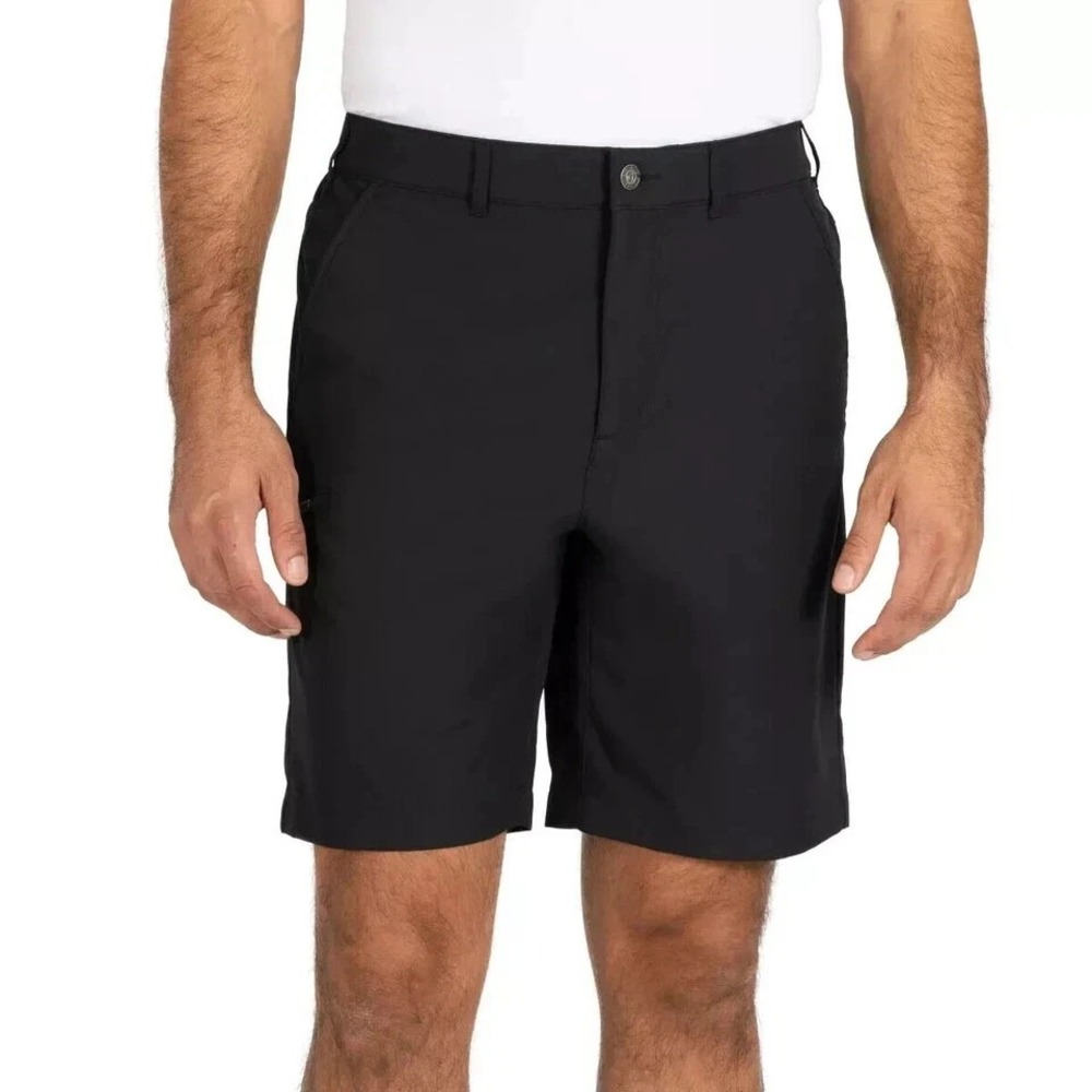 Gerry Mens Tech Shorts Black Flat Front Stretch Pockets Size 36